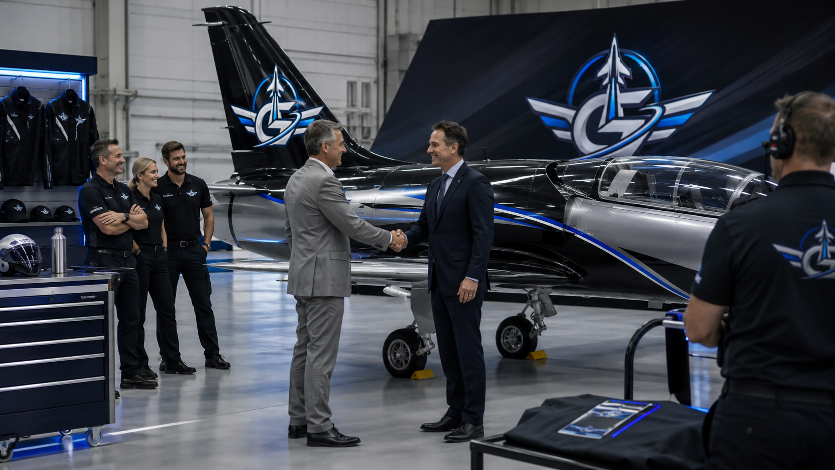 Gravity Jet Team branded L-39 in premium hangar